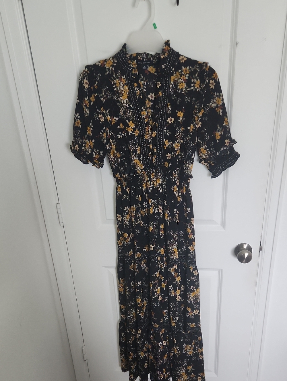 Max Edition Black Maxi Dress with Mustard Floral Print